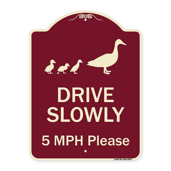 Designer Series-Drive Slowly 5 Mph Please W/ Duck & Ducklings Walking Grap, 24" x 18", BU-1824-9979